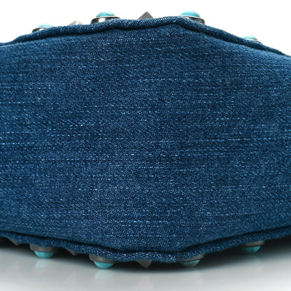 Valentino Garavani Denim Small Guitar Strap Rockstud Rolling Flip-Lock Messenger Bag Blue 8 of 9