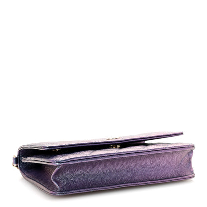 Chanel Iridescent Caviar Quilted Wallet on Chain WOC Dark Blue 4 of 12