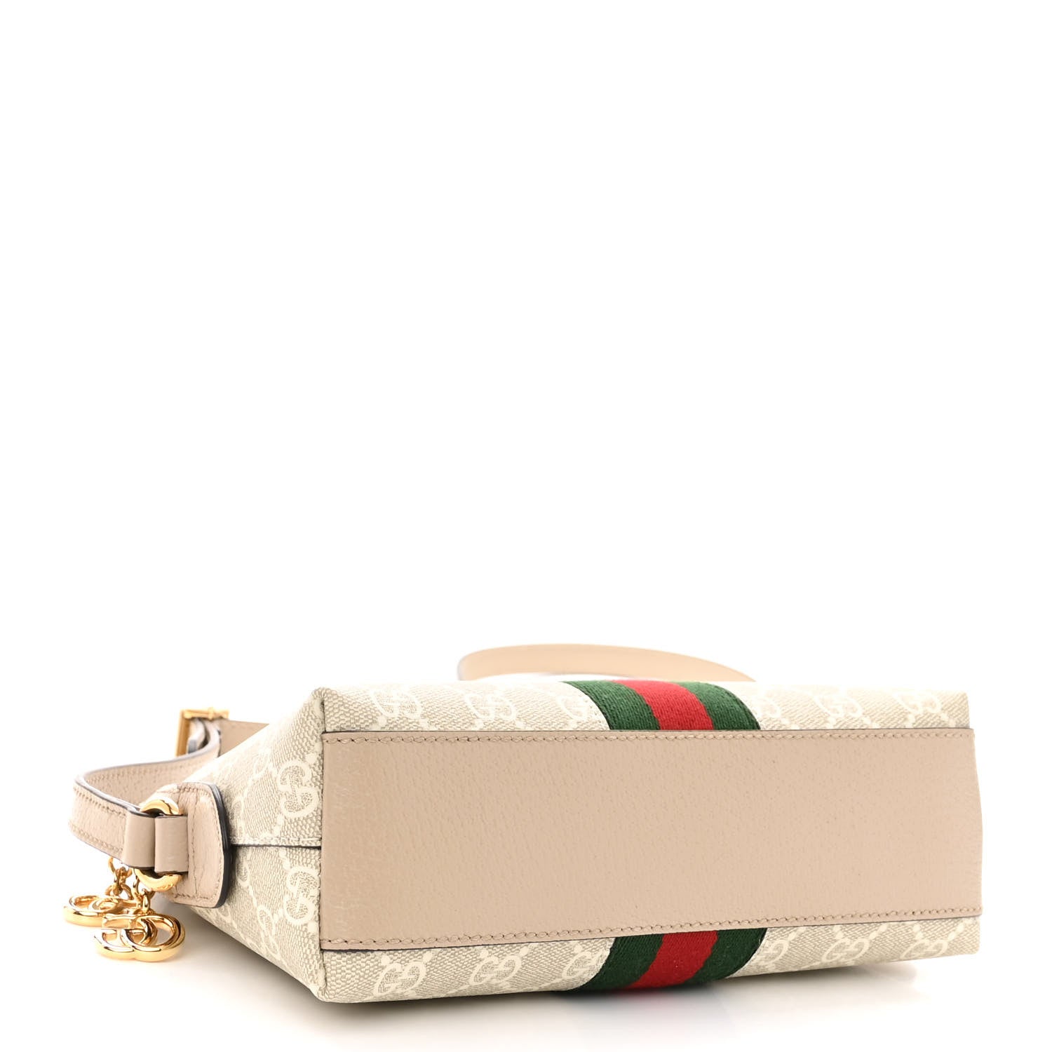 Gucci GG Supreme Monogram Textured Dollar Calfskin Web Small Ophidia Dome Shoulder Beige Mystic White Oatmeal 4 of 9
