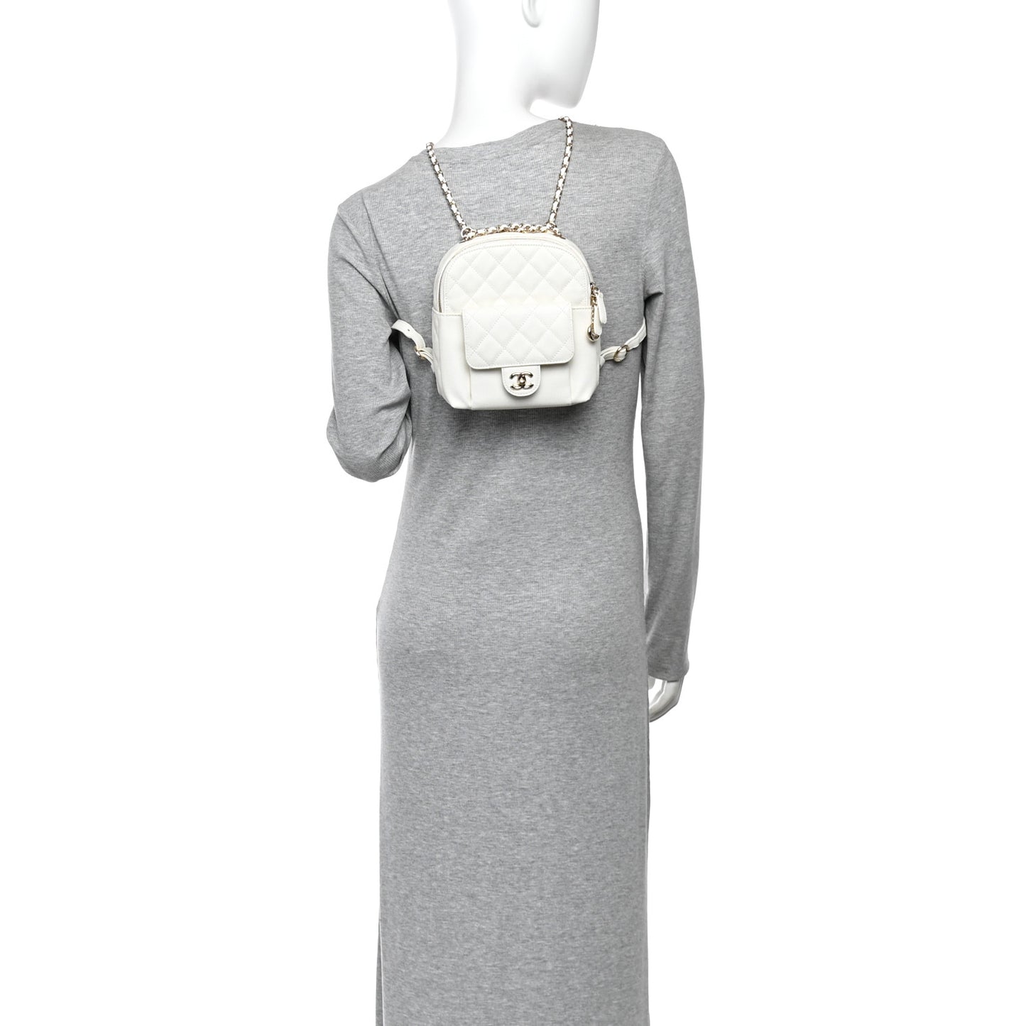 Caviar Quilted Small CC Day Backpack White