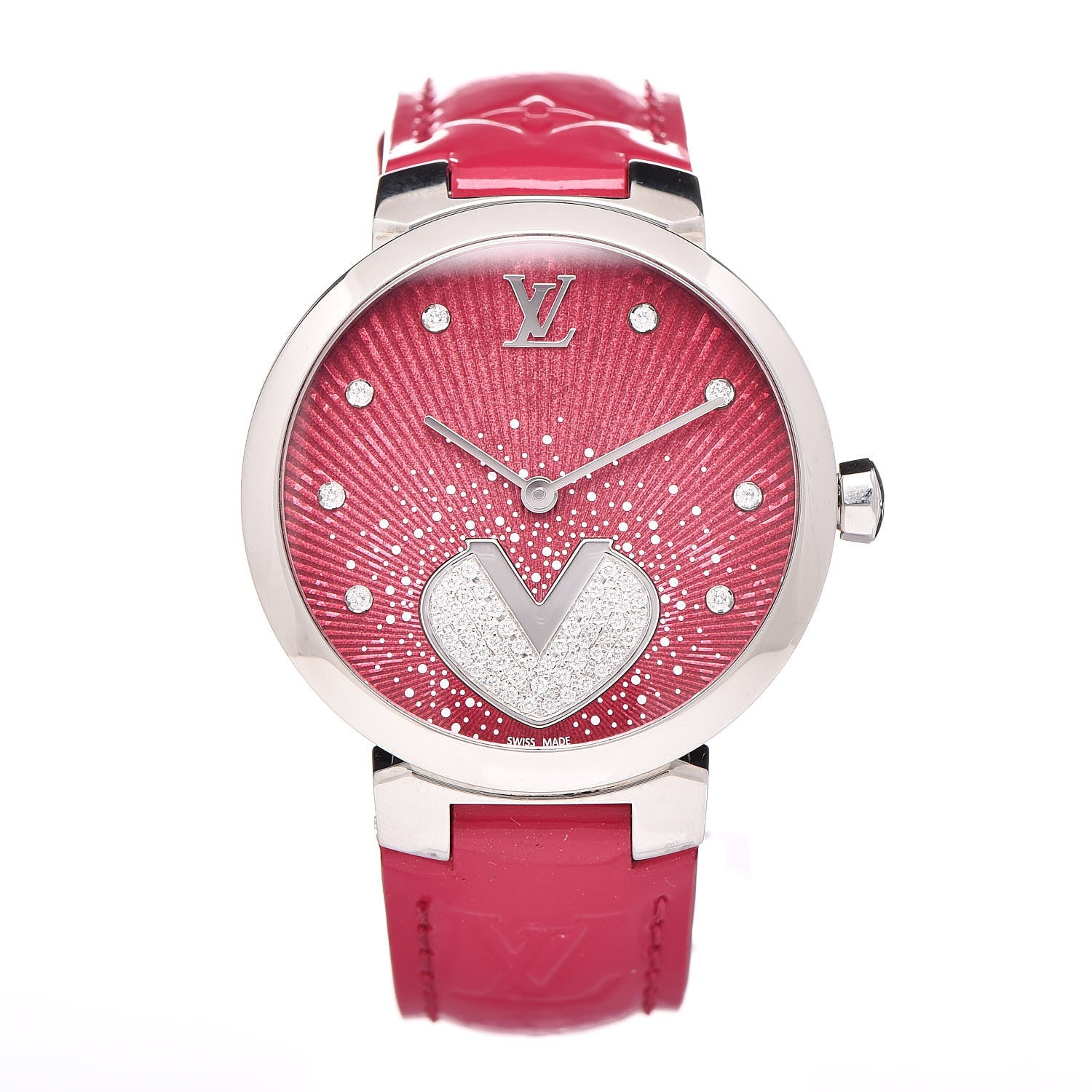 Louis Vuitton Stainless Steel Vernis Diamond 33mm Tambour Cool V Quartz Watch 1 of 8