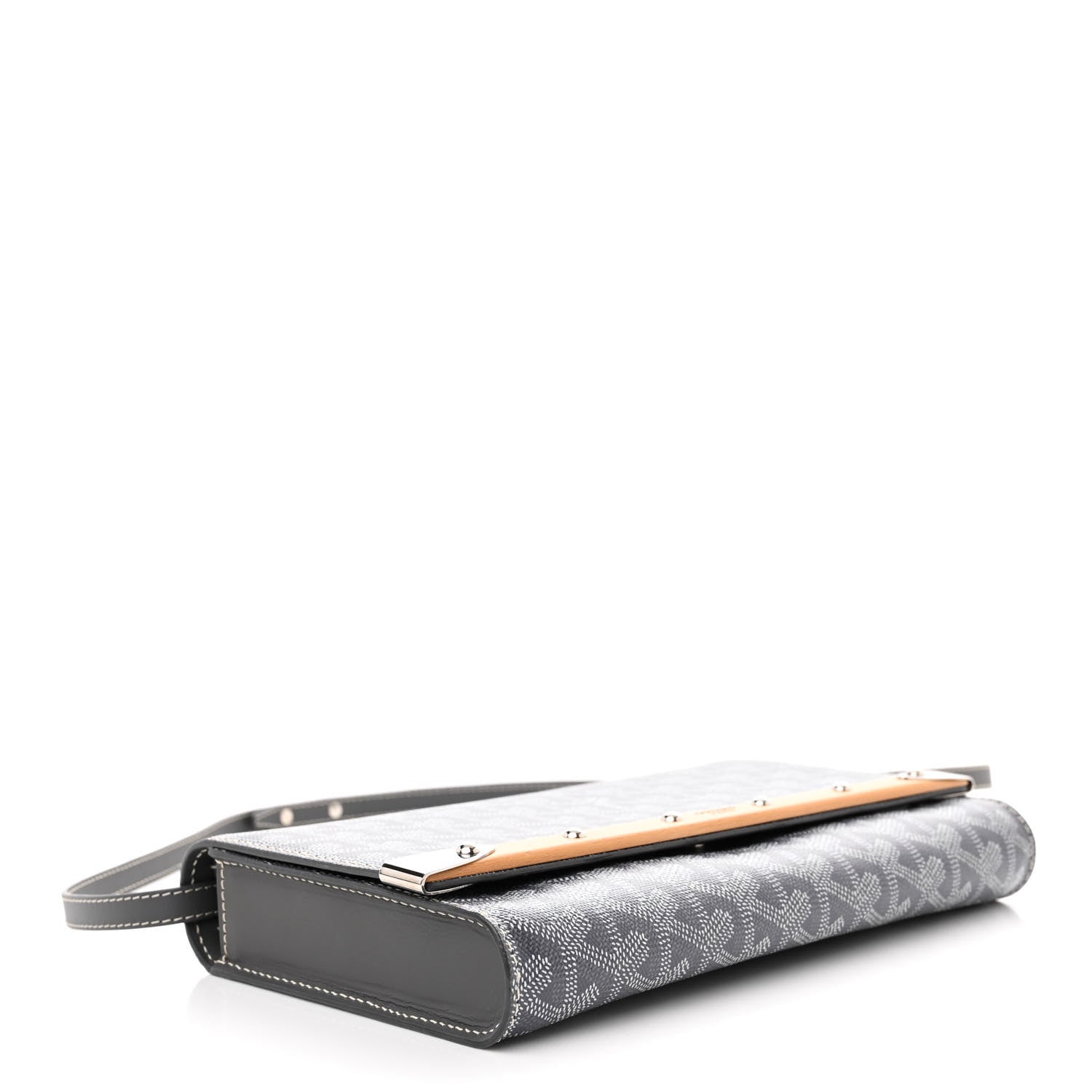 Goyard Goyardine Monte Carlo Bois Clutch With Strap Gray 4 of 12