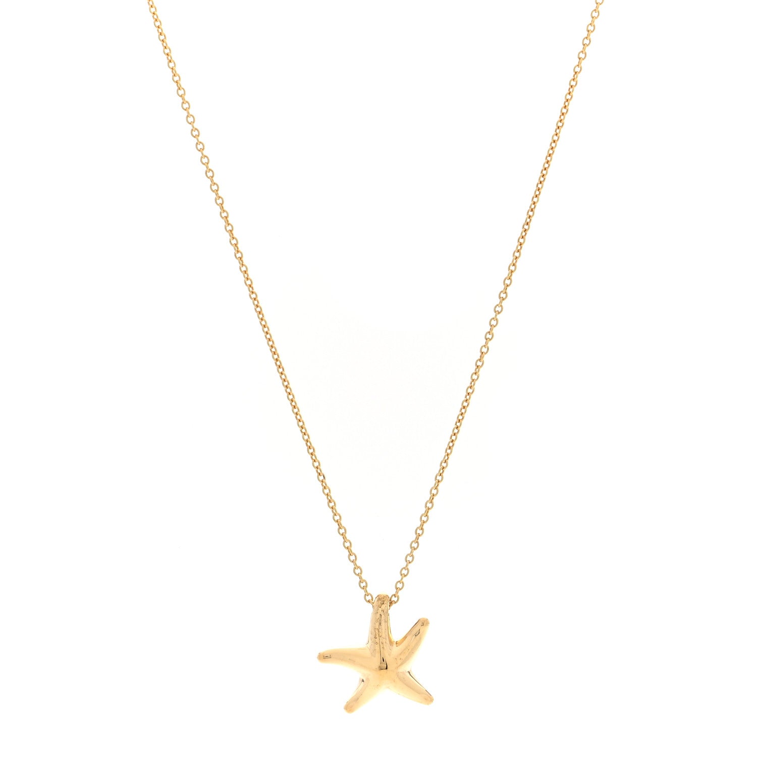 Tiffany 18K Yellow Gold 15mm Elsa Peretti Starfish Pendant Necklace 1 of 3