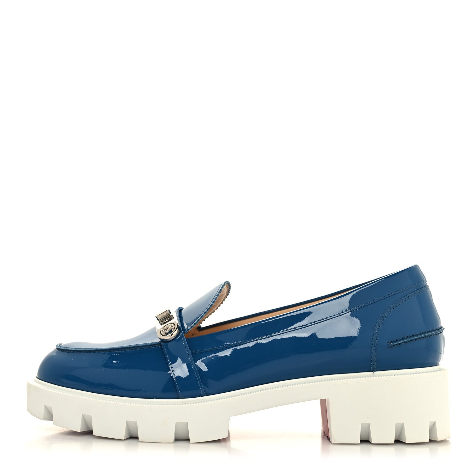 Christian Louboutin Patent Lock Woody Loafers 39 Ludgwig White 1 of 8