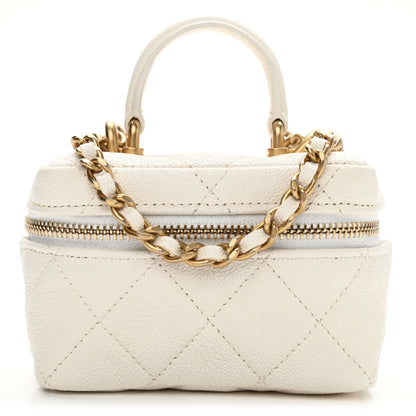 Chanel Caviar Quilted Mini Top Handle Vanity With Chain White 1 of 9