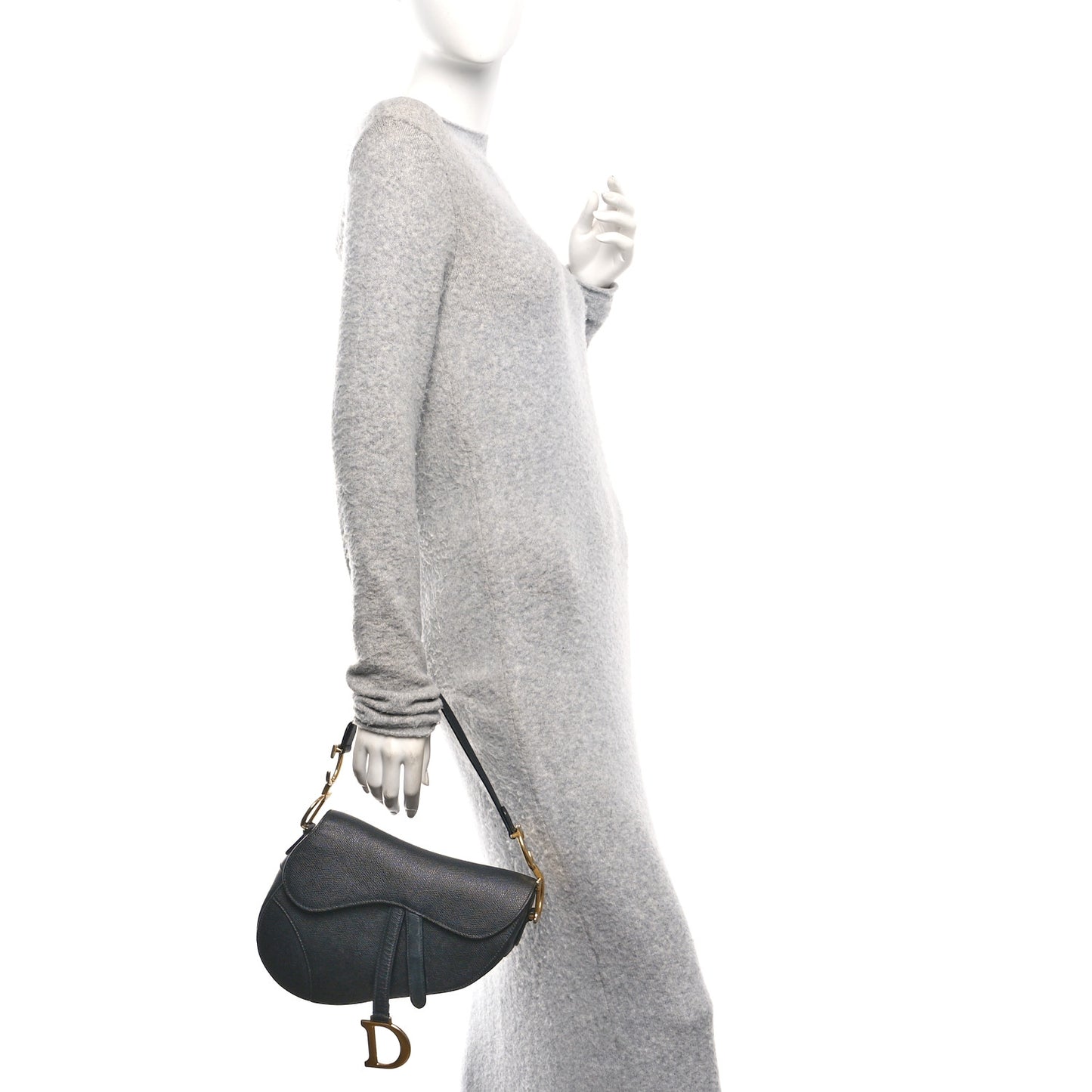 Grained Calfskin Saddle Bag Black