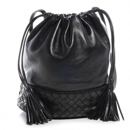 Bottega Veneta Vintage Leather Drawstring Shoulder Bag Black 1 of 8