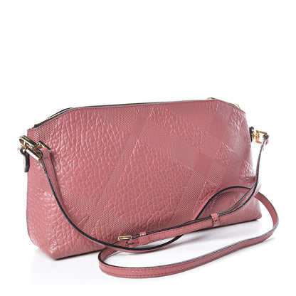 Burberry Signature Grain Calfskin Check Embossed Small Chichester Crossbody Clutch Bag Pink 3 of 9