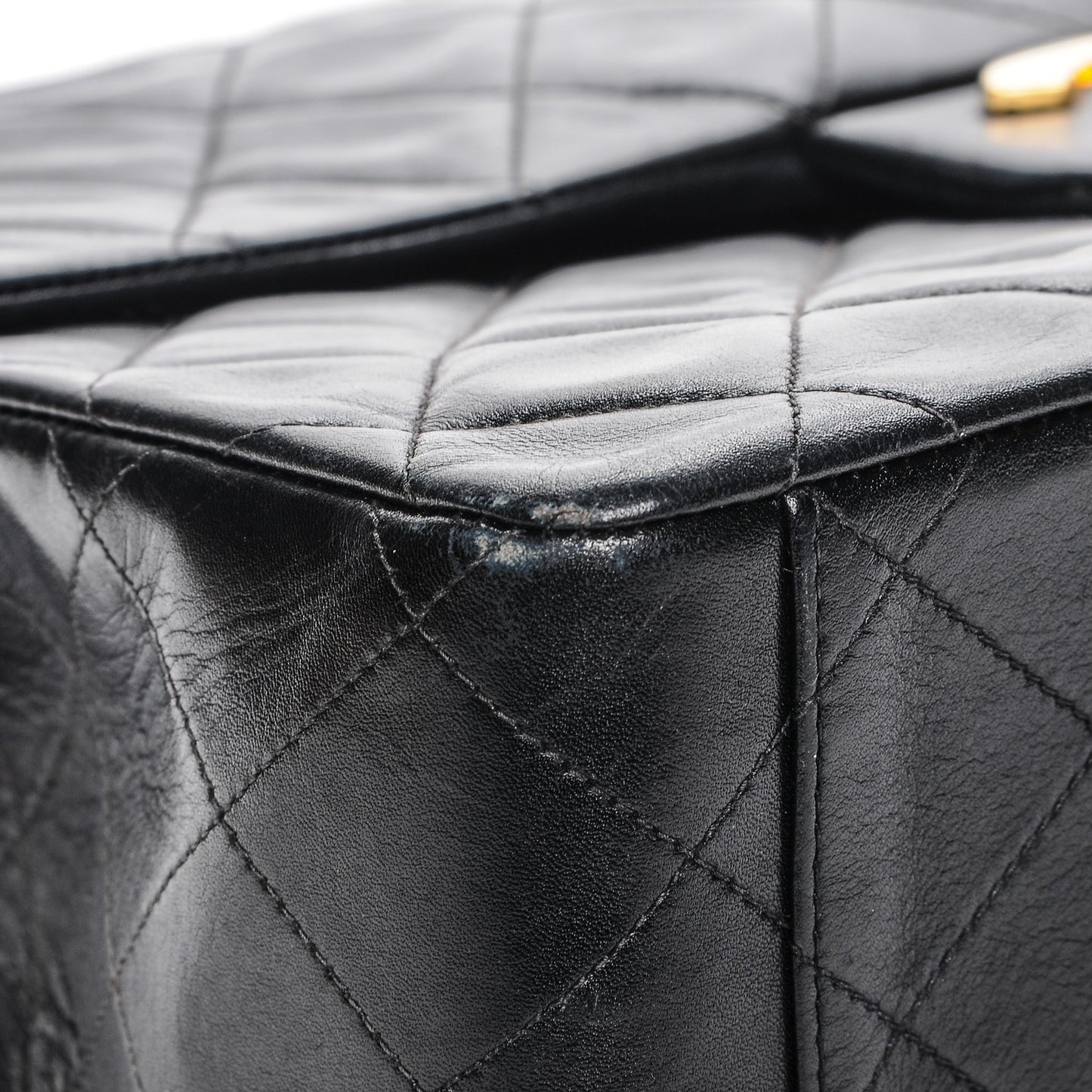 Lambskin Quilted XL Jumbo Single Flap Black