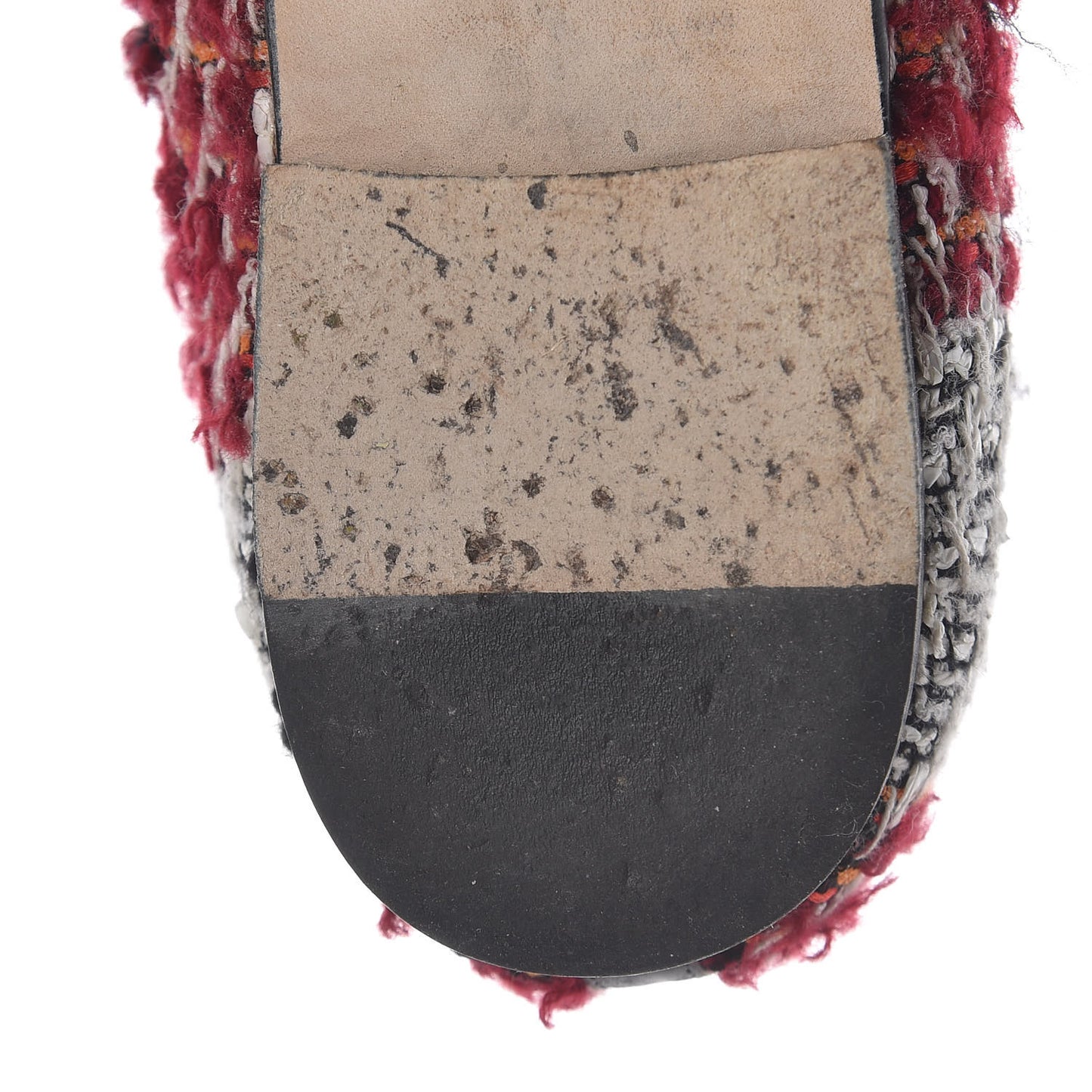 Tweed Cap Toe Loafers 38 Red Black
