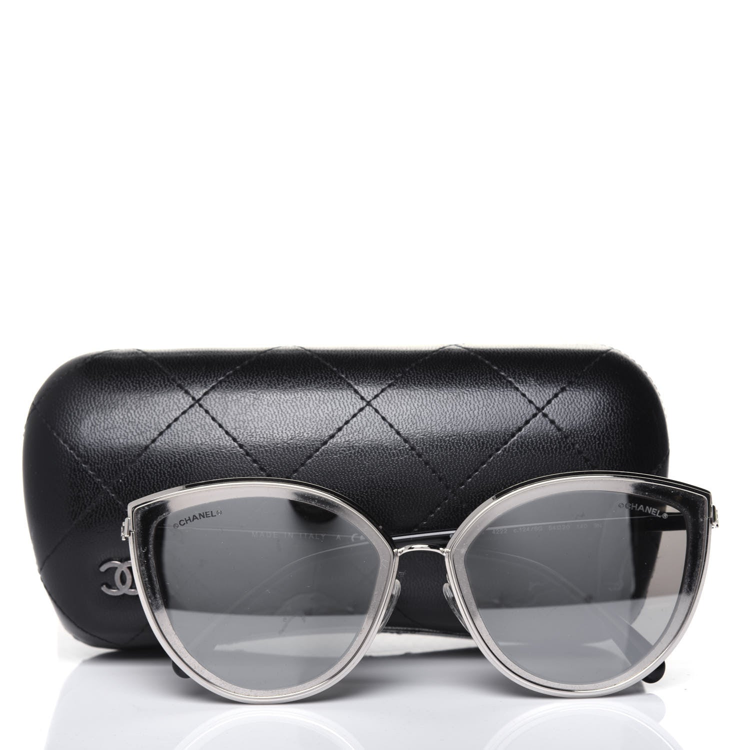 Chanel Metal Cat Eye Sunglasses 4222 Silver Black 8 of 8