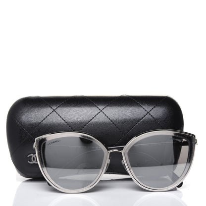 Chanel Metal Cat Eye Sunglasses 4222 Silver Black 8 of 8