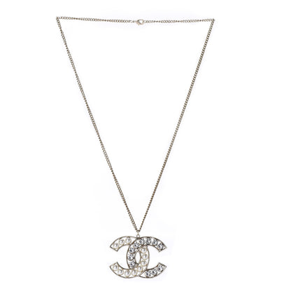 Chanel Pearl Crystal CC Pendant Necklace Gold 4 of 5