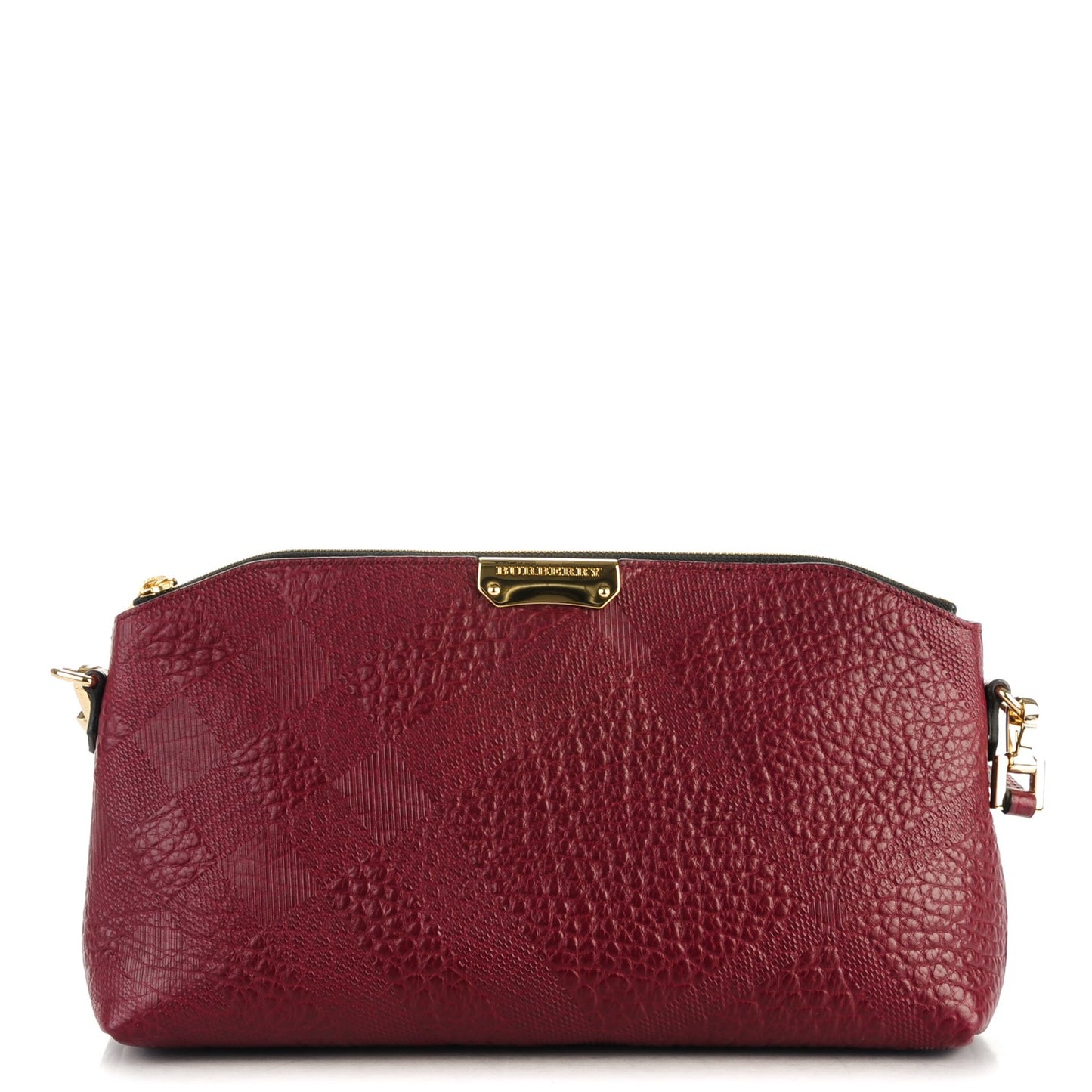 Signature Grain Calfskin Check Embossed Small Chichester Crossbody Clutch Bag Red