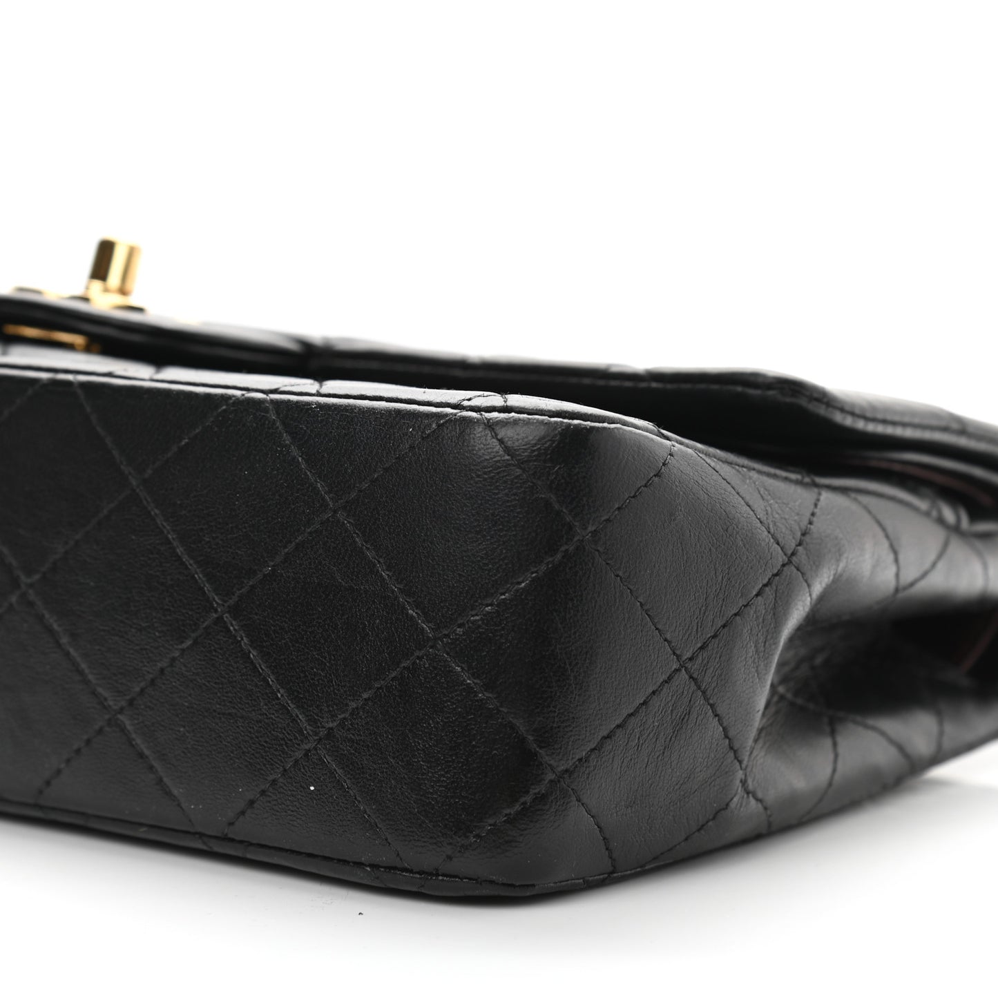 Lambskin Quilted Medium Double Flap Black