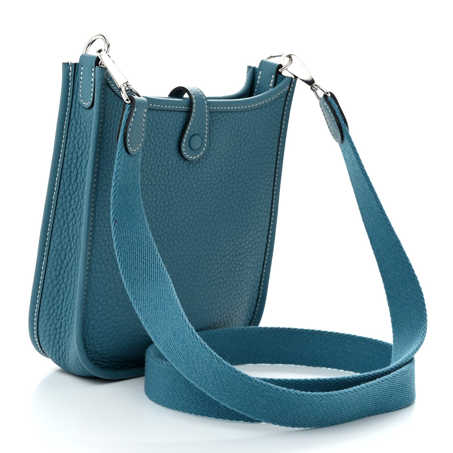 Hermes Taurillon Clemence Evelyne TPM New Blue Jean 3 of 11