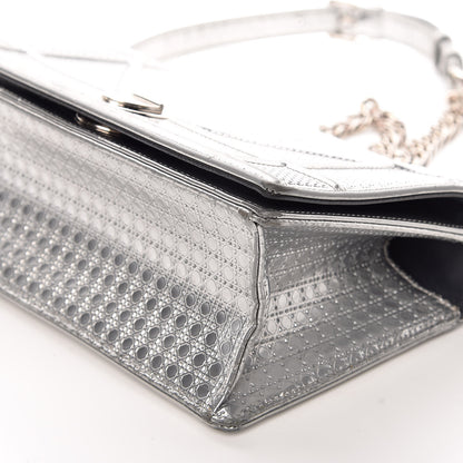 Christian Dior Metallic Patent Micro-Cannage Small Diorama Flap Bag Silver 6 of 25