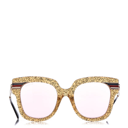 Gucci Acetate Square Frame Web Glitter GG0281S Sunglasses Gold 2 of 9