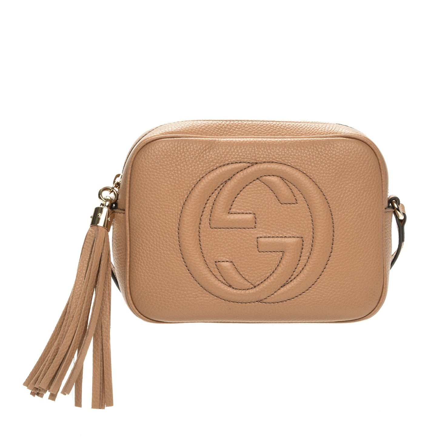 Pebbled Calfskin Small Soho Disco Bag Rose Beige