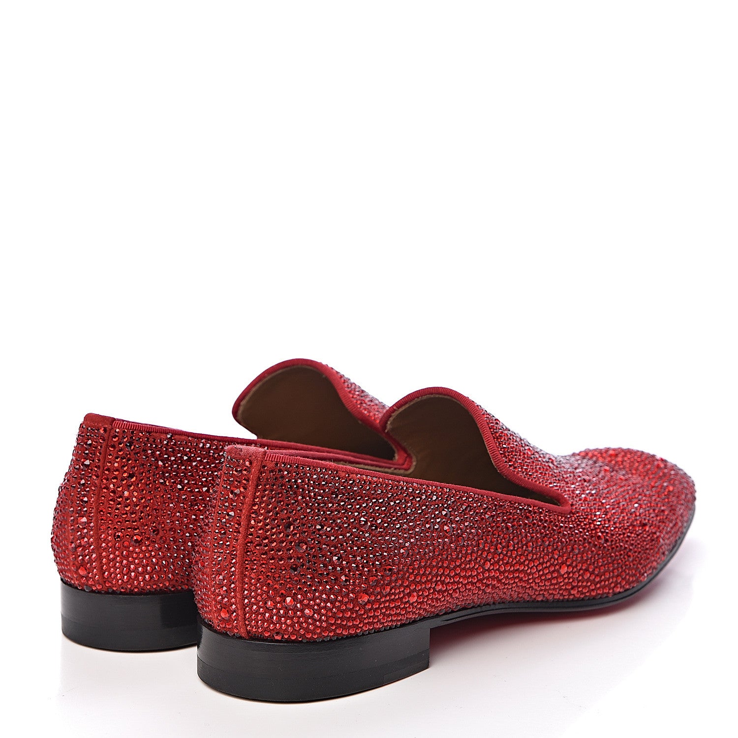Christian Louboutin Strass Veau Velours Mens Dandelion Flat Loafers 42.5 Red 4 of 10