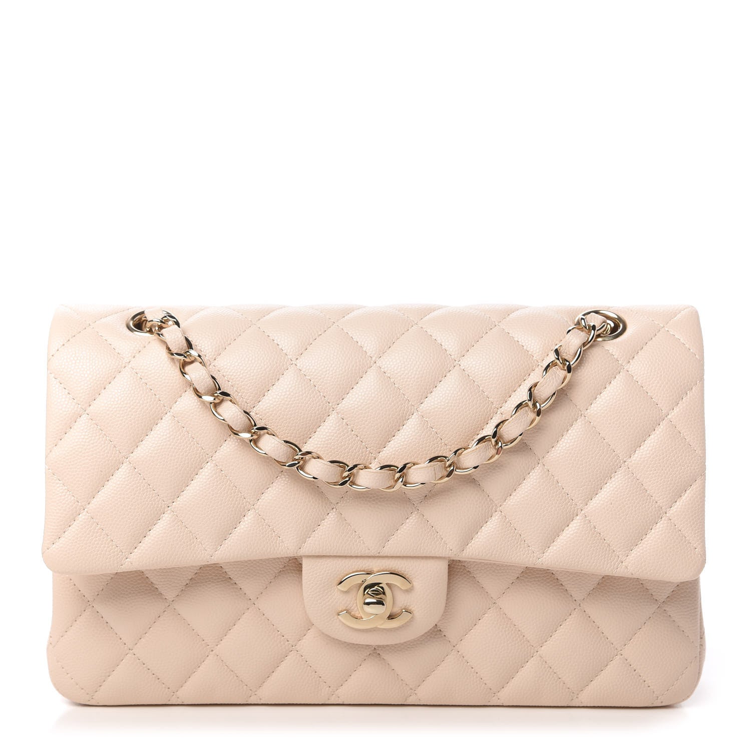 Chanel Caviar Quilted Medium Double Flap Light Beige 1 of 11