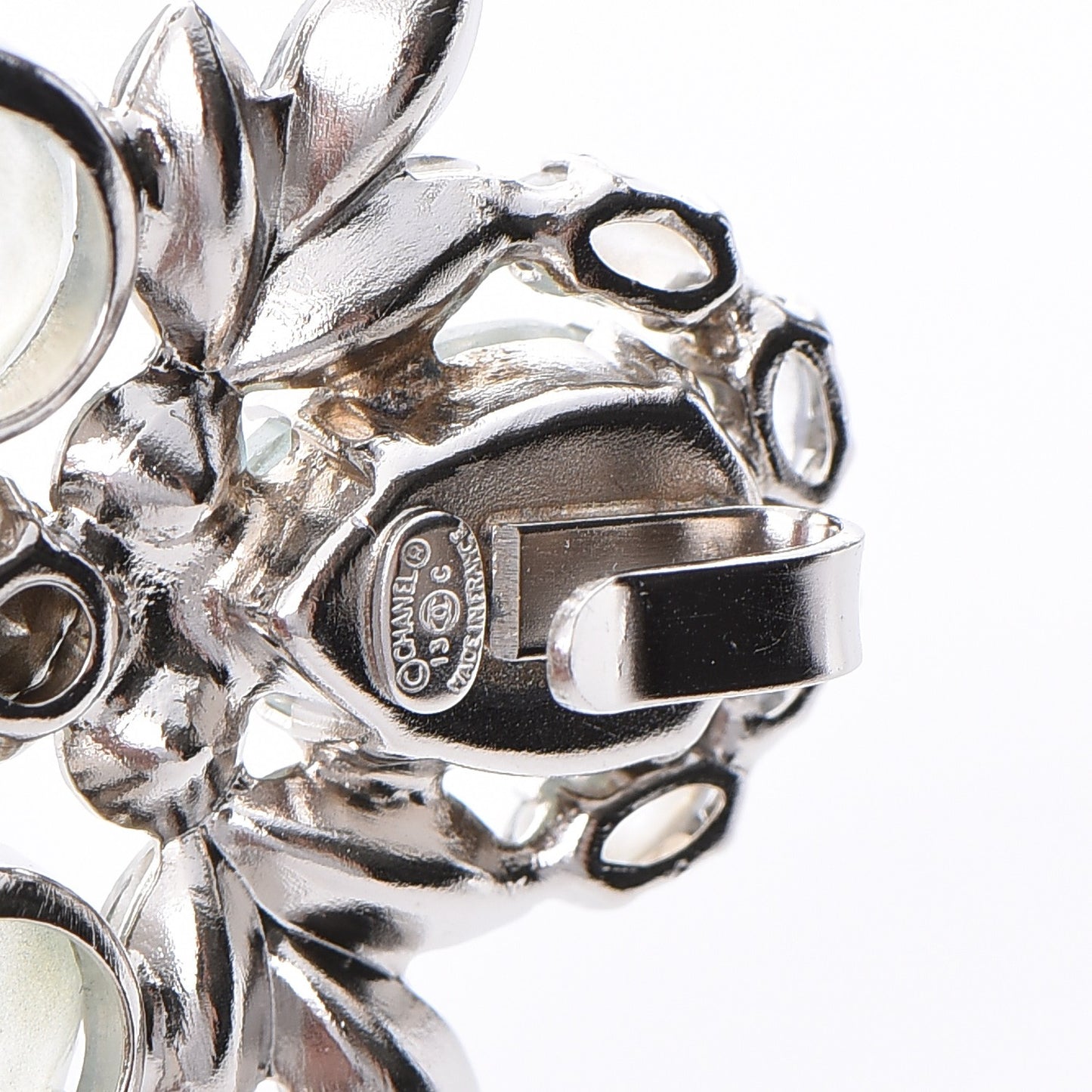 Crystal Bijoux CC Brooch Blue White Silver
