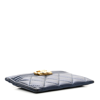 Chanel Metallic Lambskin Quilted Boy Card Holder Blue 4 of 9