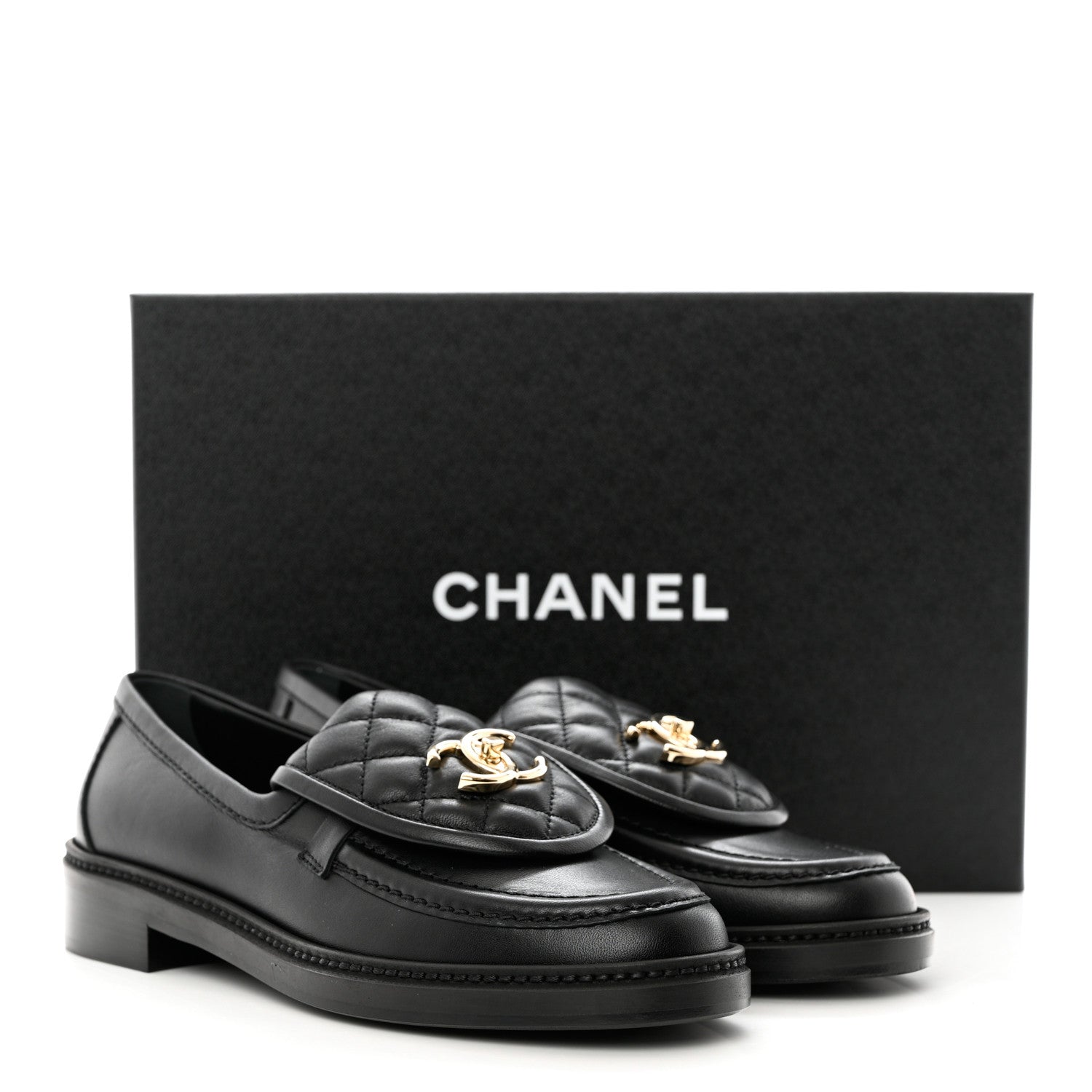 Chanel Lambskin Quilted CC Turnlock Loafers 37 Black 9 of 9