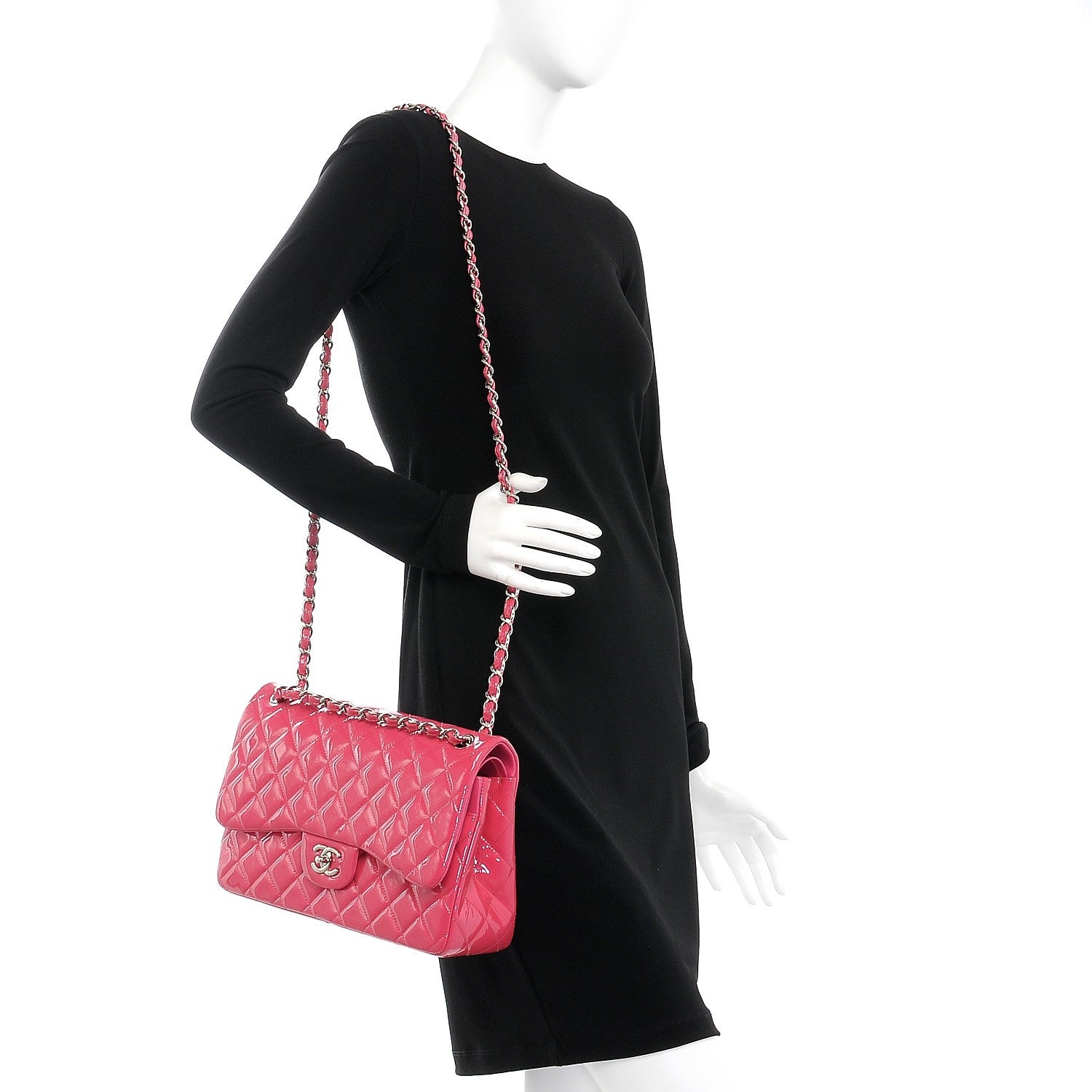 Chanel Patent Quilted Jumbo Double Flap Pink 2 of 10