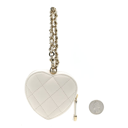 Chanel Lambskin Quilted CC Mini In Love Heart Bag Charm White 2 of 7
