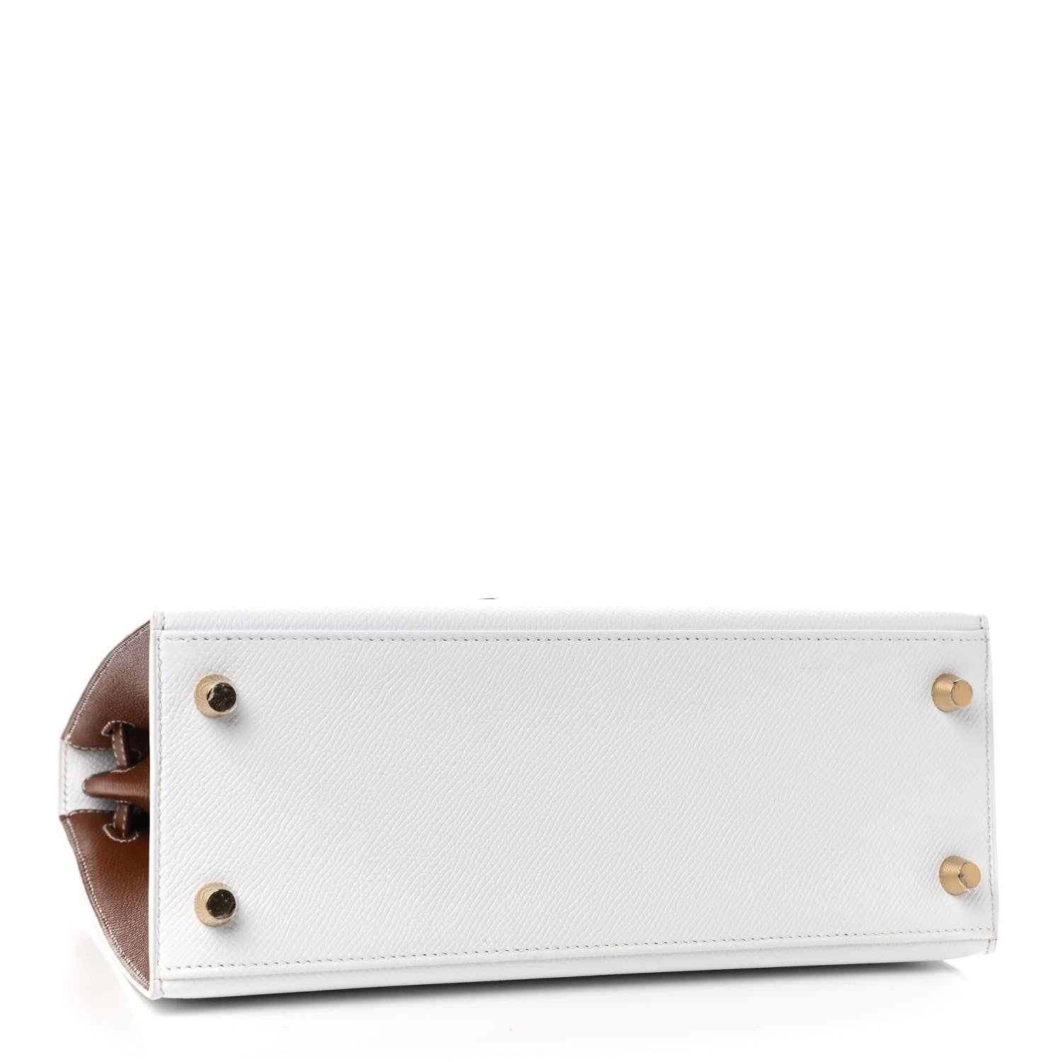 Hermes Epsom Bi-Color Horseshoe Kelly Sellier 25 White Miel 4 of 9