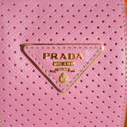 Prada Saffiano Perforated Striped Boston Papaya Caramel 5 of 10