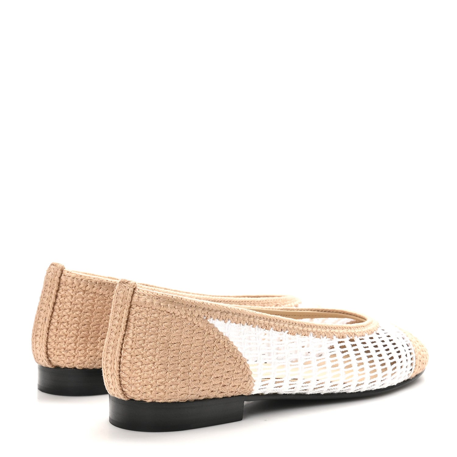 Chanel Raffia CC Cap Toe Ballerina Flats 36.5 White Beige 5 of 8