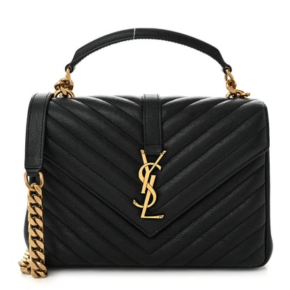 Saint Laurent Sheepskin Matelasse Chevron Monogram Medium College Bag Black 1 of 11