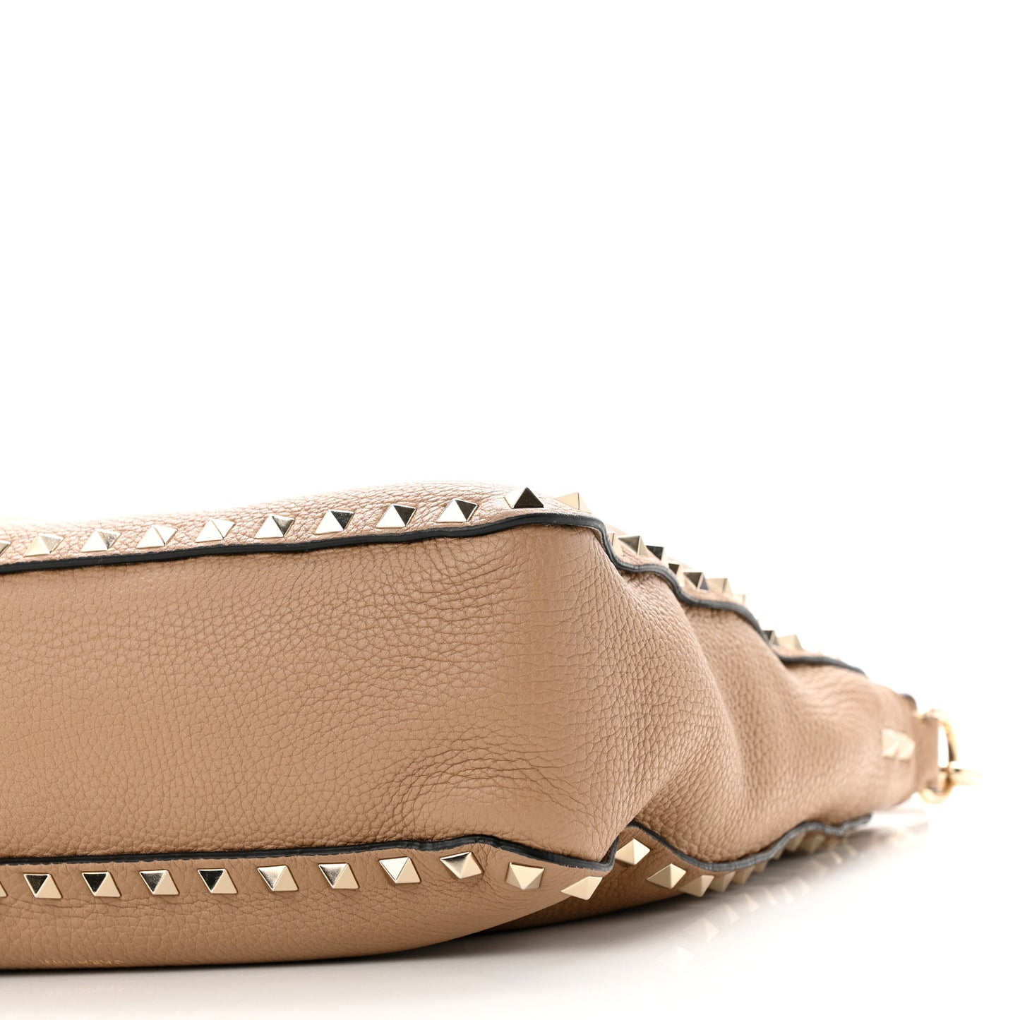 Pebbled Calfskin Small Rockstud Flip-Lock Messenger Bag Beige