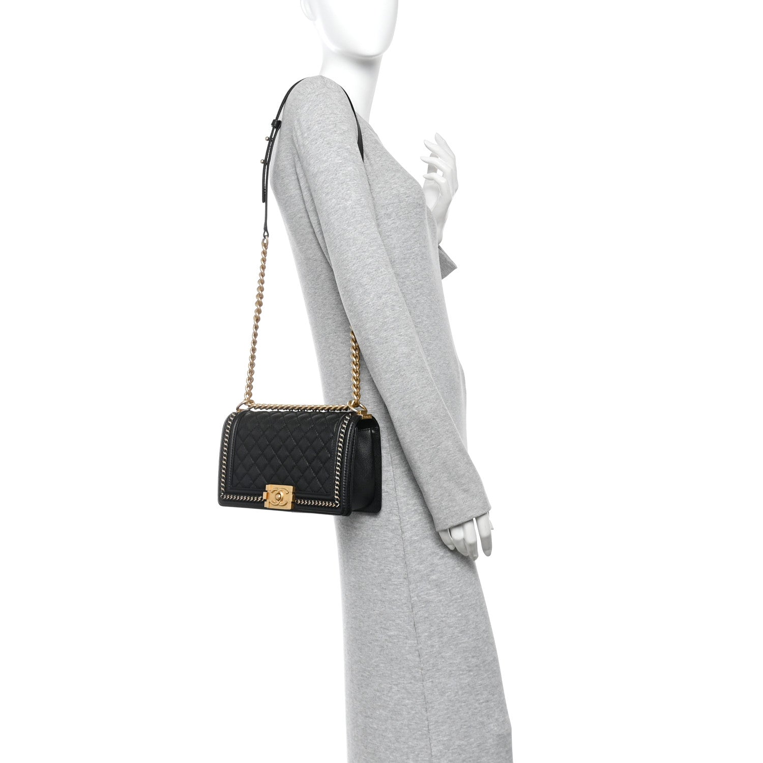 Chanel Caviar Quilted Medium Chain Around Boy Flap Black 2 of 13