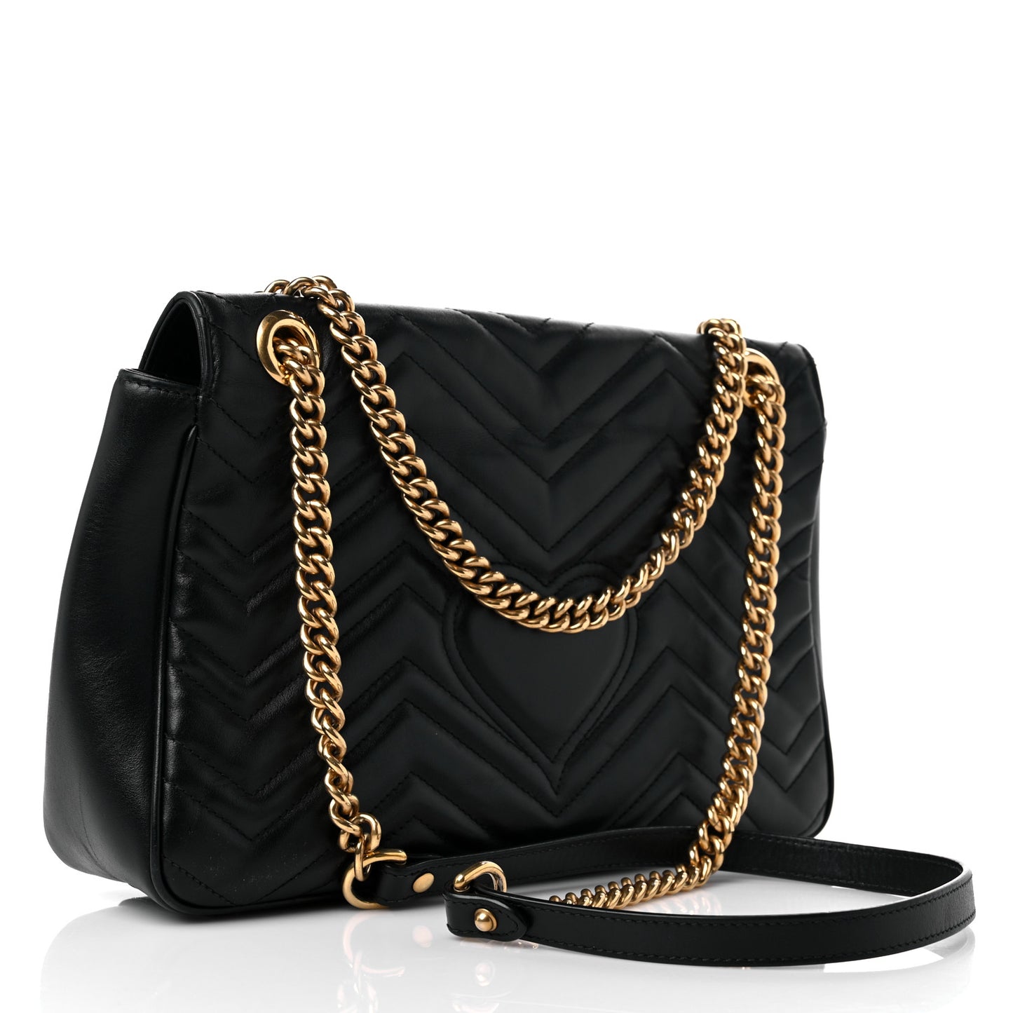 Calfskin Matelasse Medium GG Marmont Shoulder Bag Black