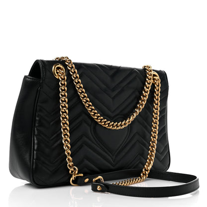 Gucci Calfskin Matelasse Medium GG Marmont Shoulder Bag Black 3 of 16