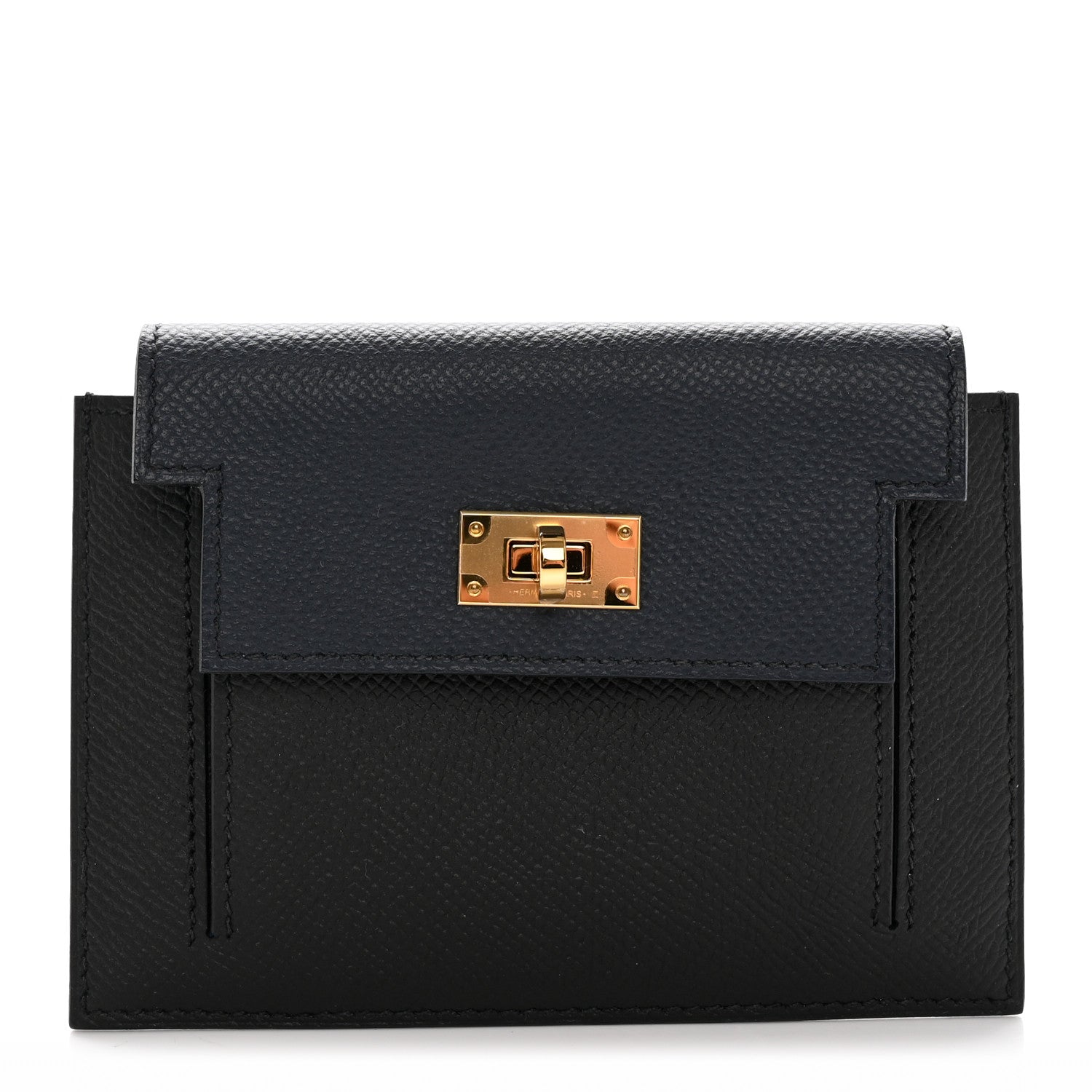 Hermes Epsom Tricolor Kelly Pocket Compact Wallet Black Bleu Indigo Bleu Frida 1 of 8