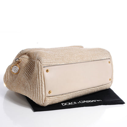 Dolce & Gabbana Straw Crochet Large Miss Sicily Satchel Ivory 4 of 8