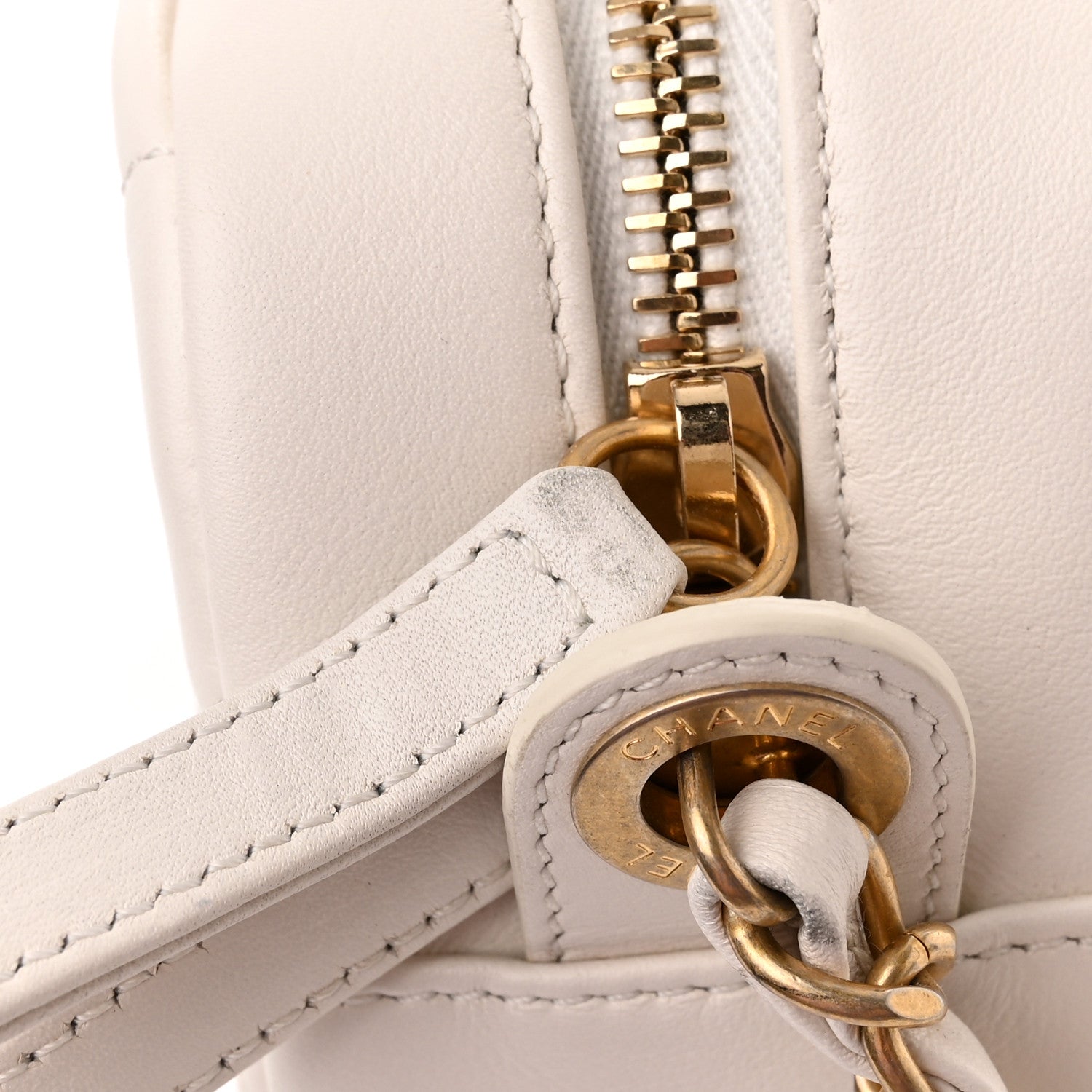 Chanel Calfskin Quilted Enchained Camera Case Bag White 12 of 15