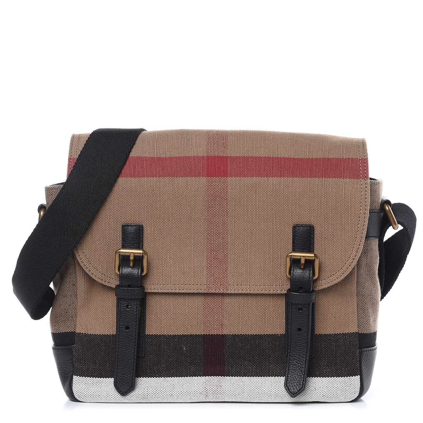 Canvas Mega Check Large Baildon Messenger Bag Black