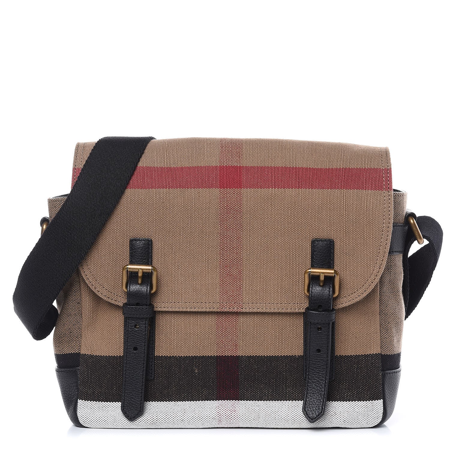 Burberry Canvas Mega Check Large Baildon Messenger Bag Black 1 of 12