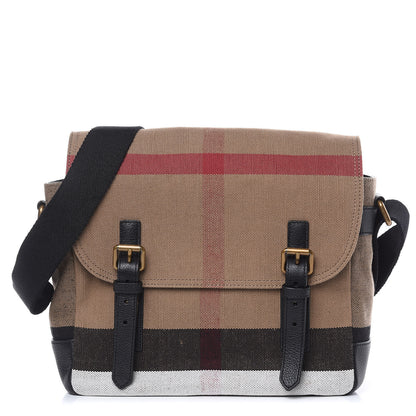 Burberry Canvas Mega Check Large Baildon Messenger Bag Black 1 of 12