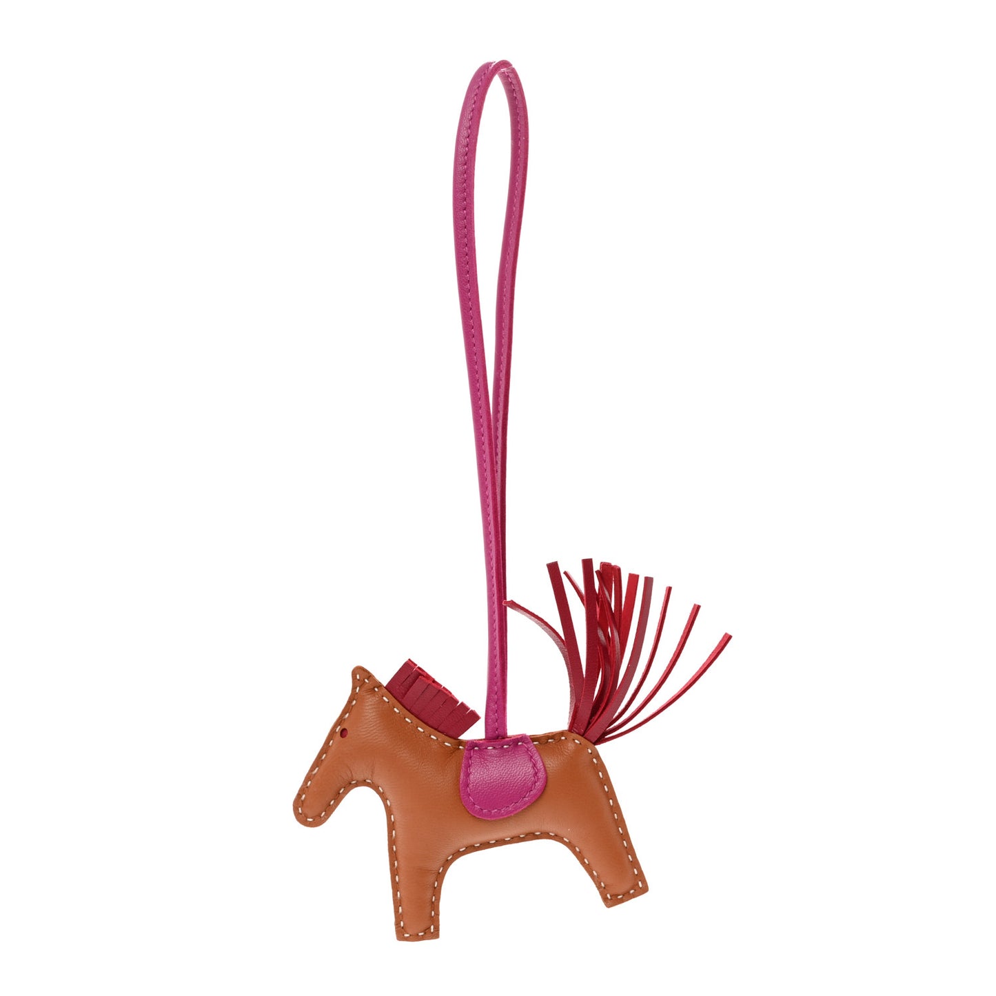 Milo Lambskin Grigri Rodeo Horse Bag Charm PM Gold Rubis Rose Pourpre