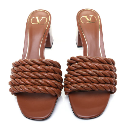Valentino Garavani Nappa Rope 60mm Slide Sandals 37.5 Saddle Brown 7 of 9