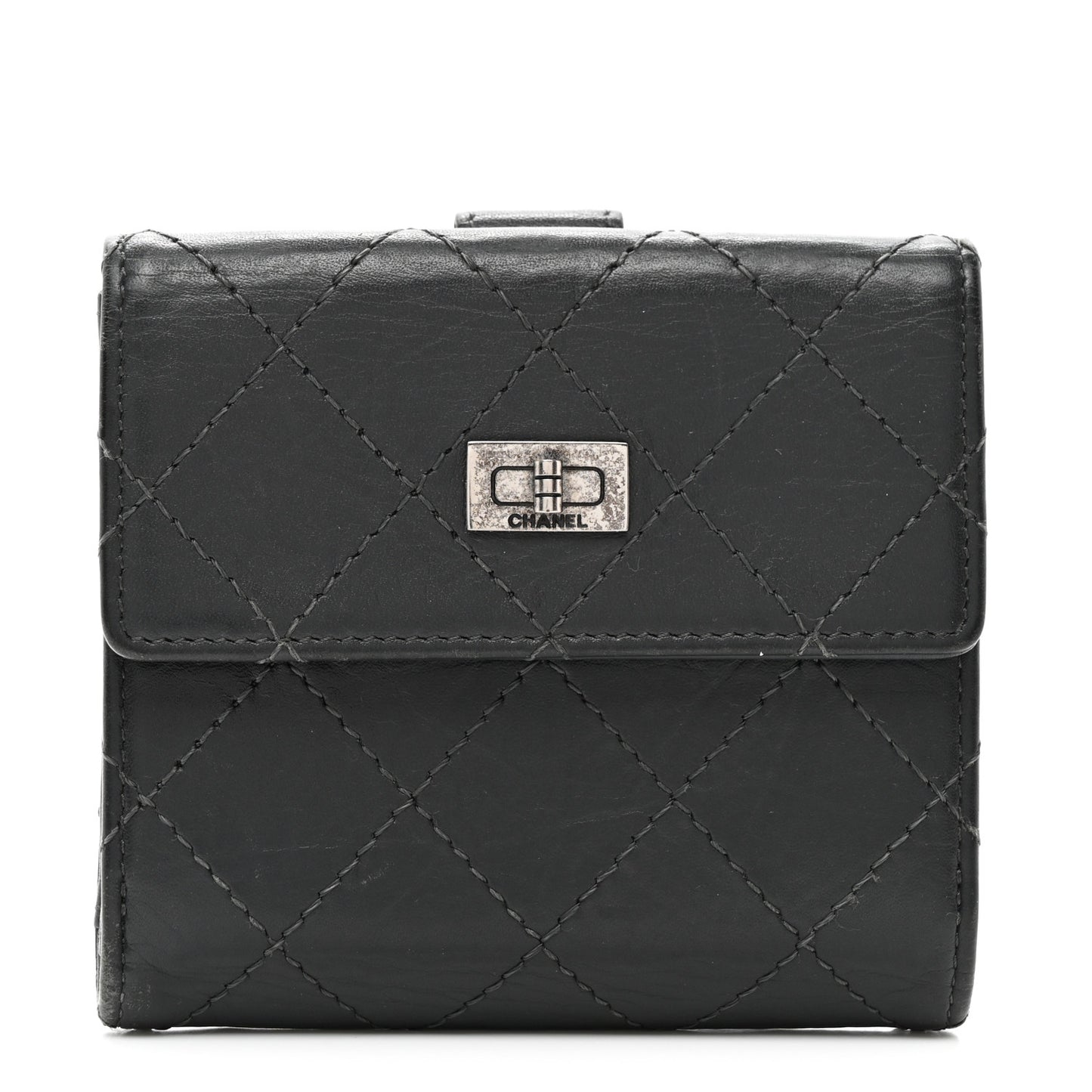 Aged Lambskin Quilted Reissue French Wallet Black