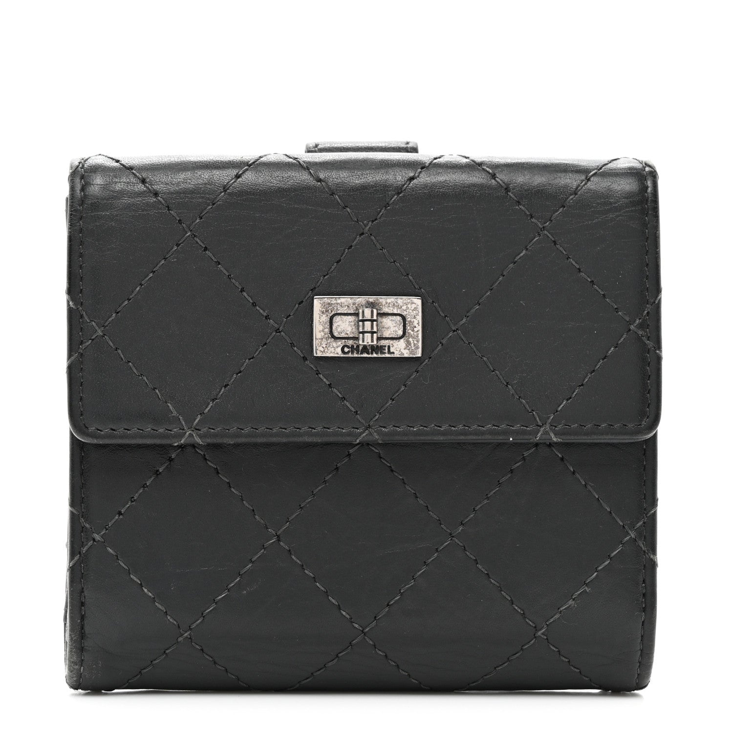 Chanel Aged Lambskin Quilted Reissue French Wallet Black 1 of 9