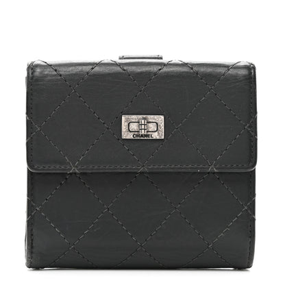 Chanel Aged Lambskin Quilted Reissue French Wallet Black 1 of 9