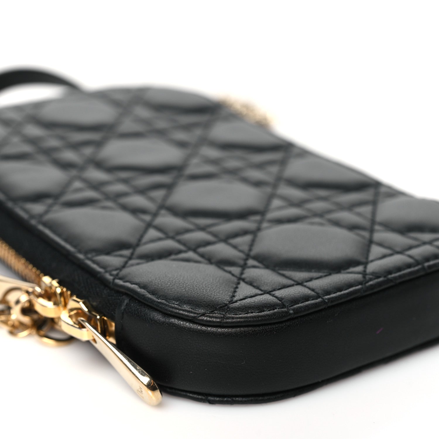 Christian Dior Lambskin Cannage Lady Dior Phone Holder Black 9 of 10